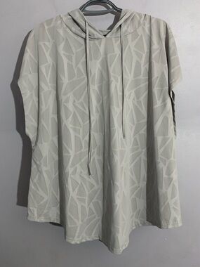 Gray Lightweight Athletic Hoodie Top Short Sleeve 3XL